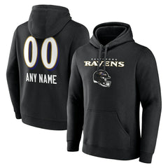 Baltimore Ravens  Personalized Name & Number Team Wordmark Pullover Hoodie
