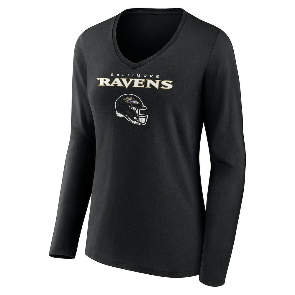 Baltimore Ravens  Women's Personalized Name & Number Team Wordmark Long Sleeve V-Neck T-Shirt