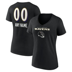 Baltimore Ravens  Women's Personalized Name & Number Team Wordmark V-Neck T-Shirt