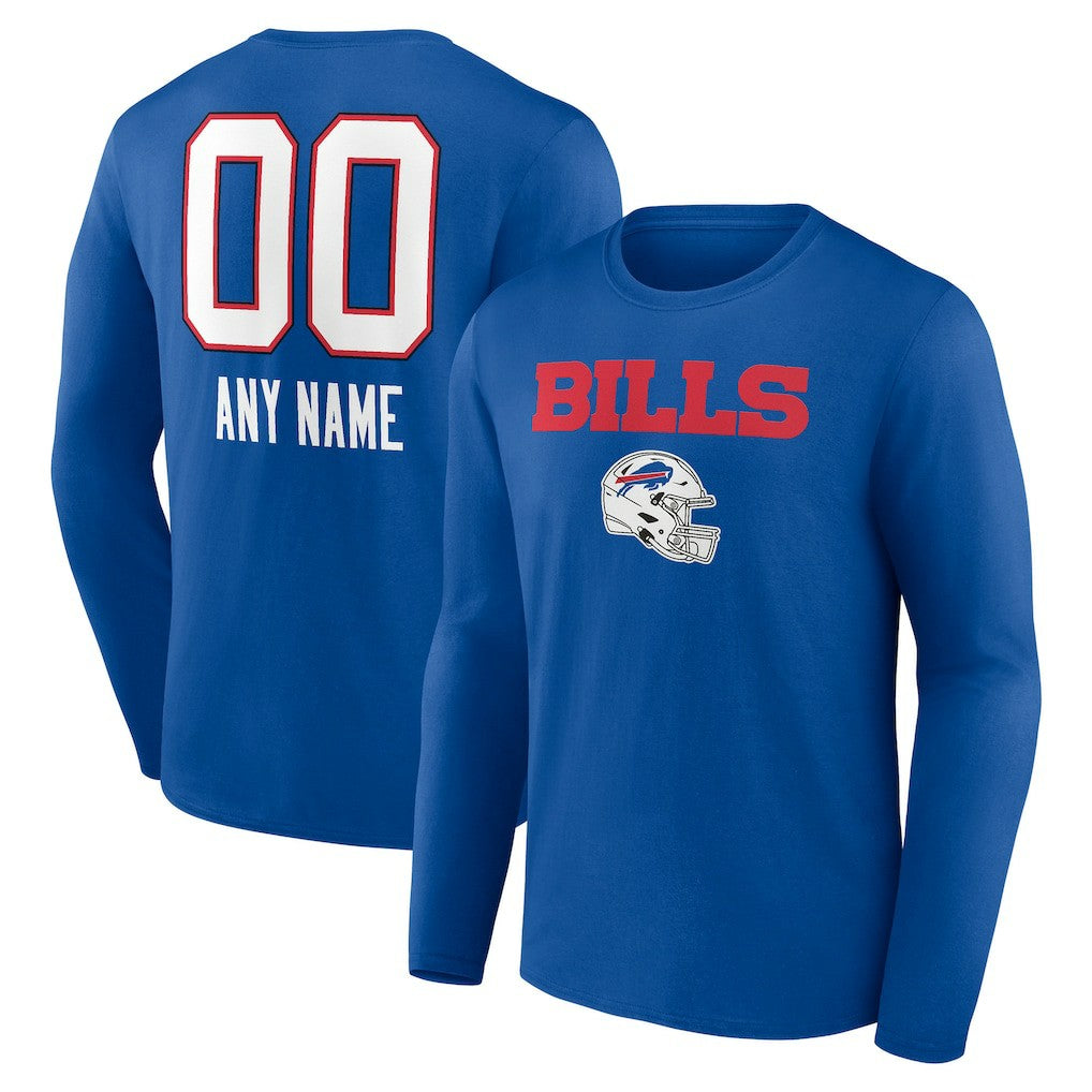 Buffalo Bills  Personalized Name & Number Team Wordmark Long Sleeve T-Shirt