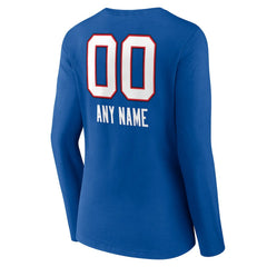 Buffalo Bills  Women's Personalized Name & Number Team Wordmark Long Sleeve V-Neck T-Shirt