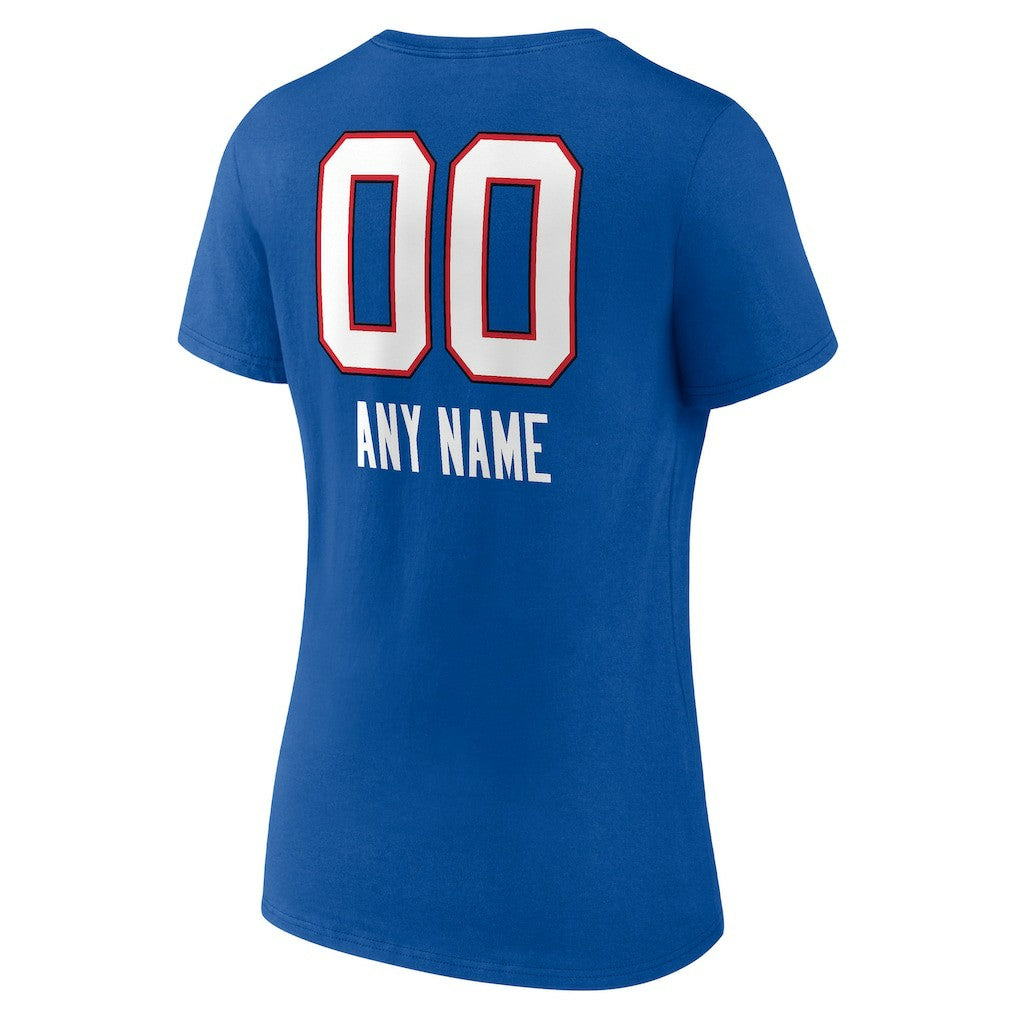 Buffalo Bills  Women's Personalized Name & Number Team Wordmark V-Neck T-Shirt