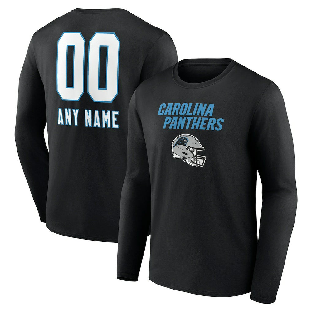 Carolina Panthers  Personalized Name & Number Team Wordmark Long Sleeve T-Shirt