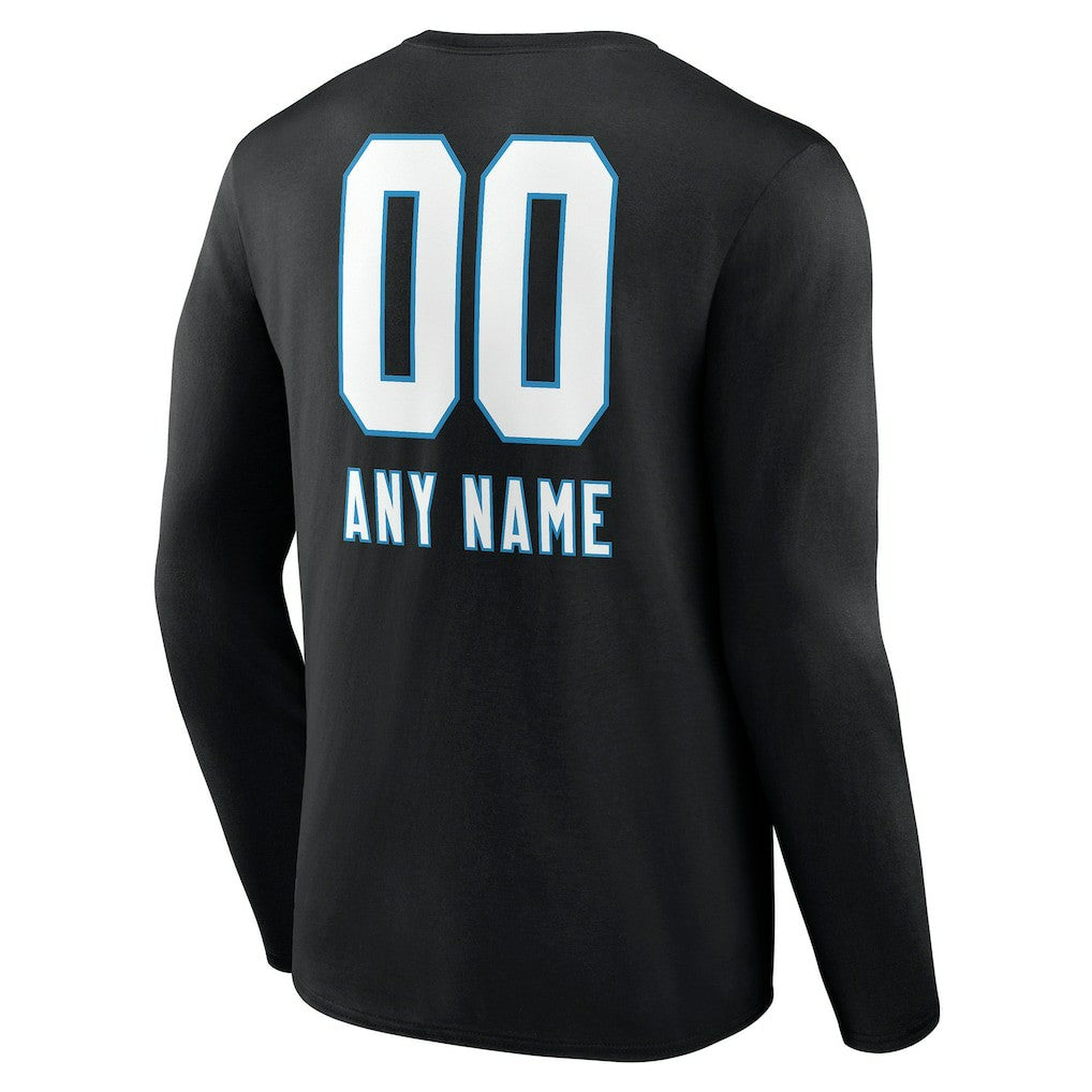 Carolina Panthers  Personalized Name & Number Team Wordmark Long Sleeve T-Shirt