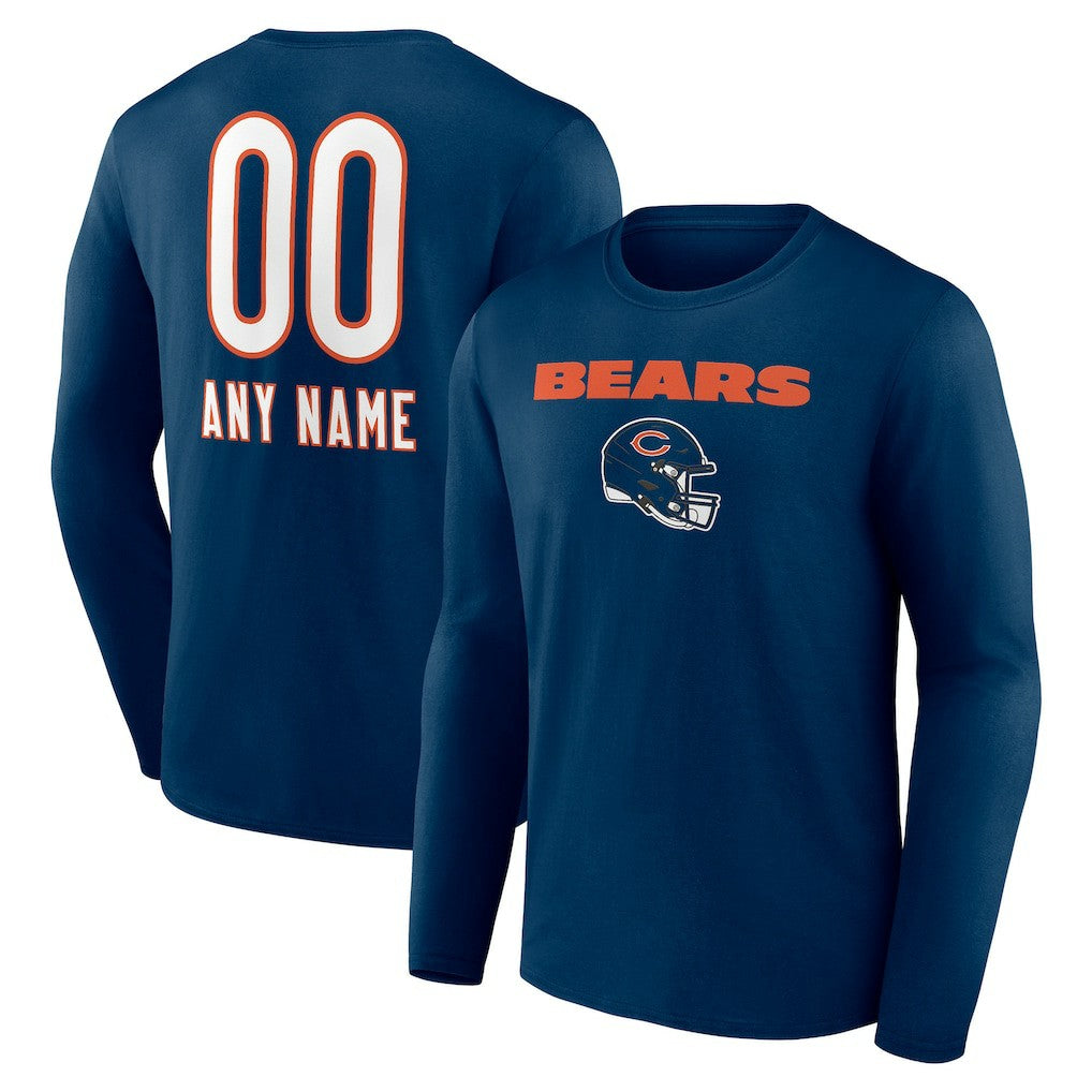 Chicago Bears  Personalized Name & Number Team Wordmark Long Sleeve T-Shirt