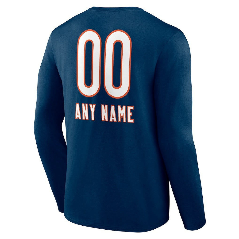 Chicago Bears  Personalized Name & Number Team Wordmark Long Sleeve T-Shirt
