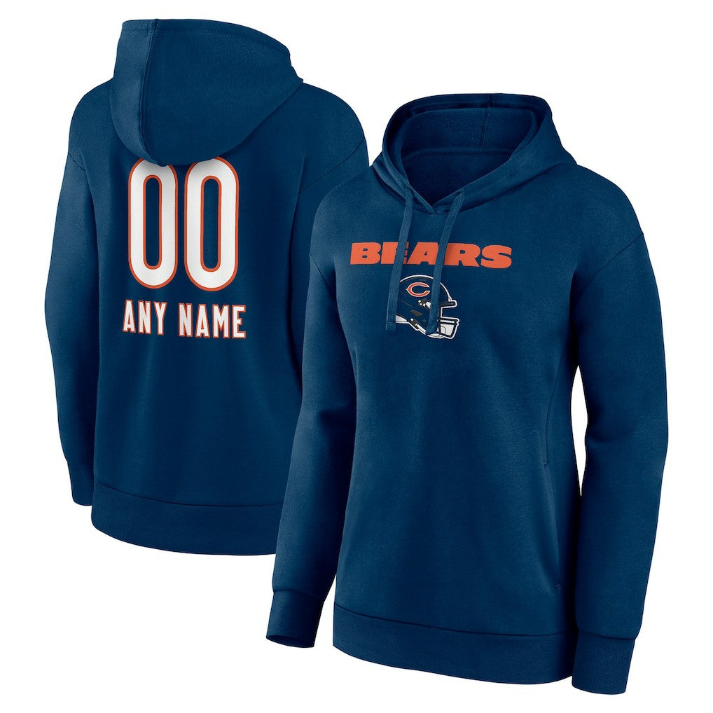 Chicago Bears  Women's Personalized Name & Number Team Wordmark Pullover Hoodie