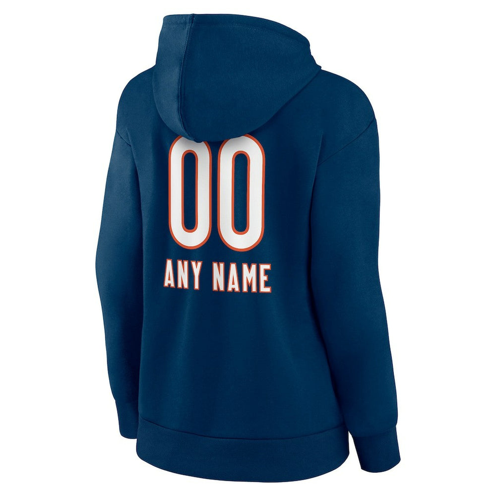 Chicago Bears  Women's Personalized Name & Number Team Wordmark Pullover Hoodie