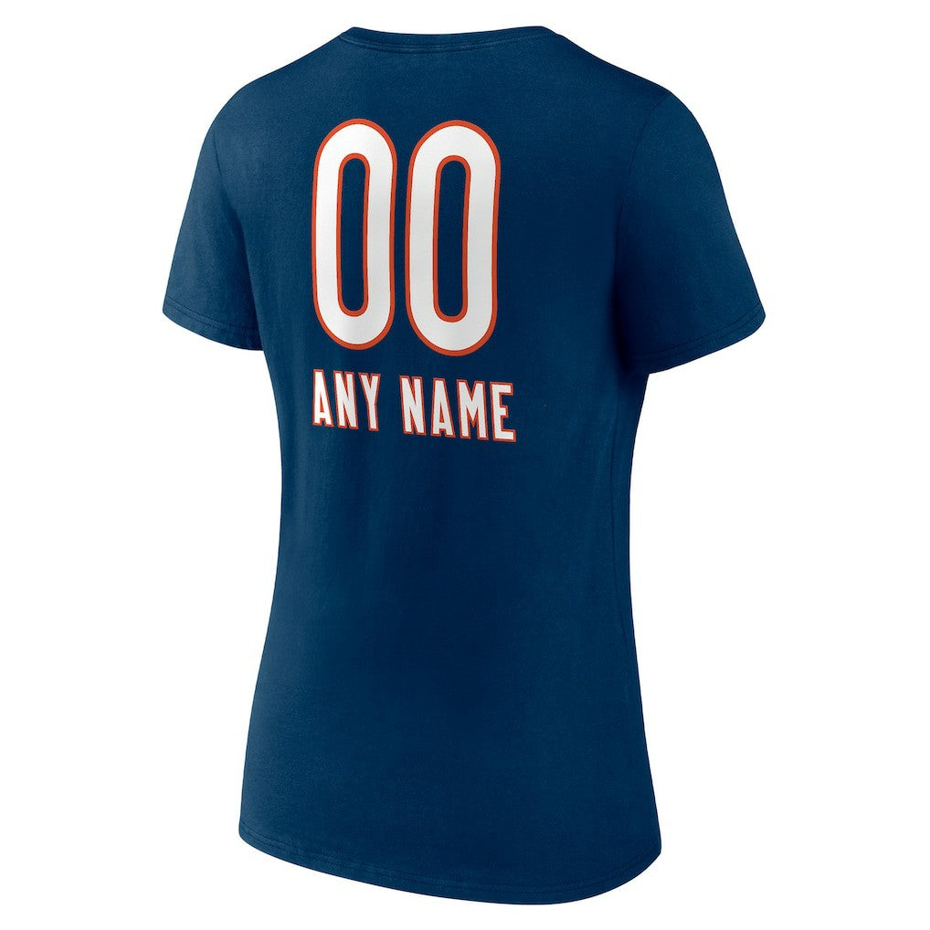Chicago Bears  Women's Personalized Name & Number Team Wordmark V-Neck T-Shirt