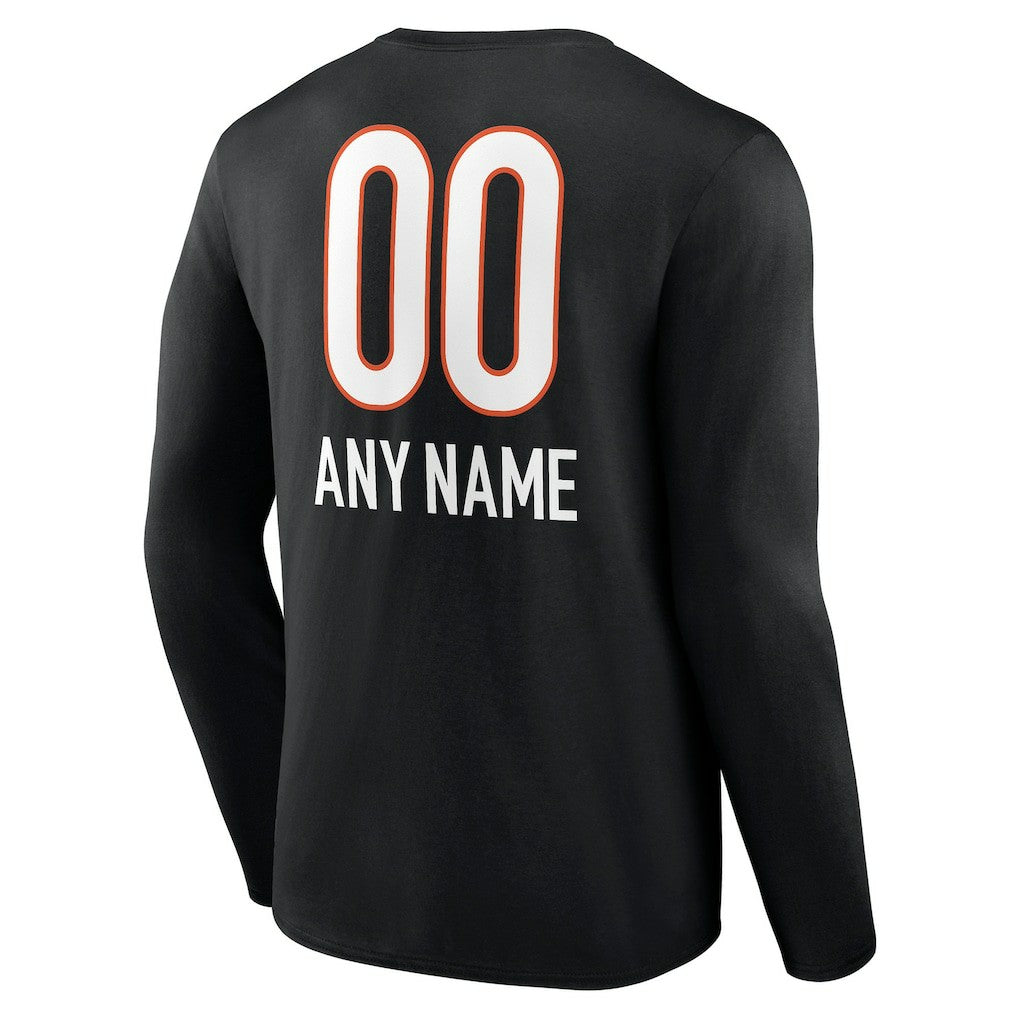 Cincinnati Bengals  Personalized Name & Number Team Wordmark Long Sleeve T-Shirt
