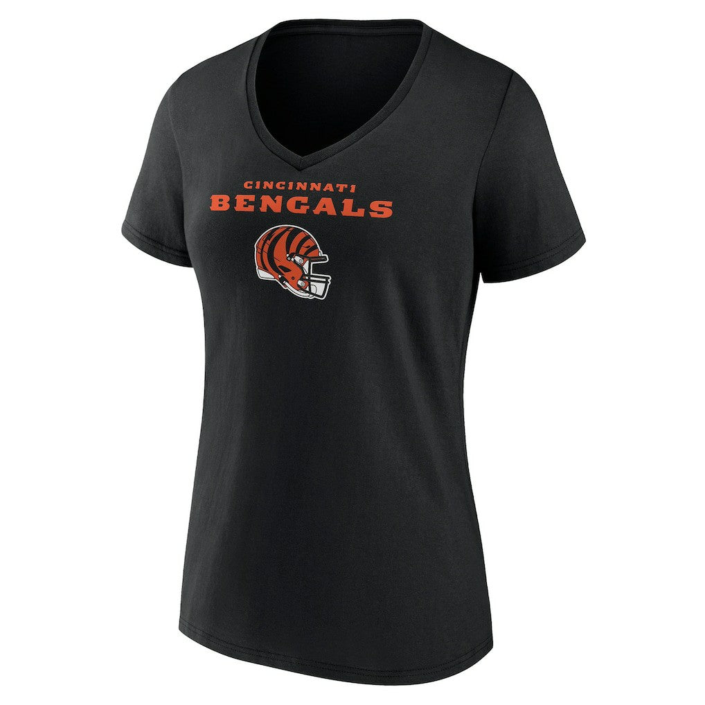 Cincinnati Bengals  Women's Personalized Name & Number Team Wordmark V-Neck T-Shirt