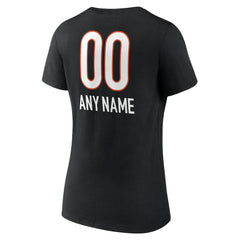 Cincinnati Bengals  Women's Personalized Name & Number Team Wordmark V-Neck T-Shirt