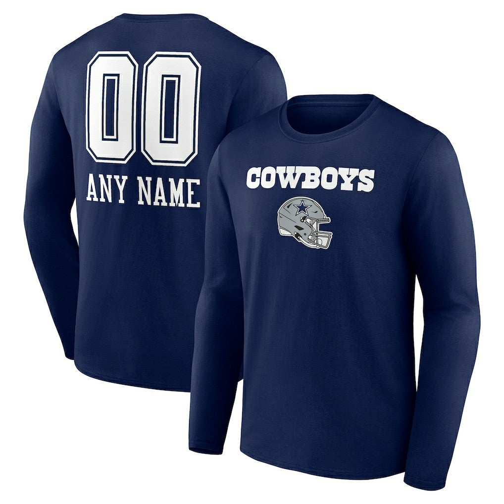 Dallas Cowboys  Personalized Name & Number Team Wordmark Long Sleeve T-Shirt
