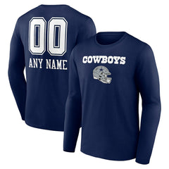 Dallas Cowboys  Personalized Name & Number Team Wordmark Long Sleeve T-Shirt