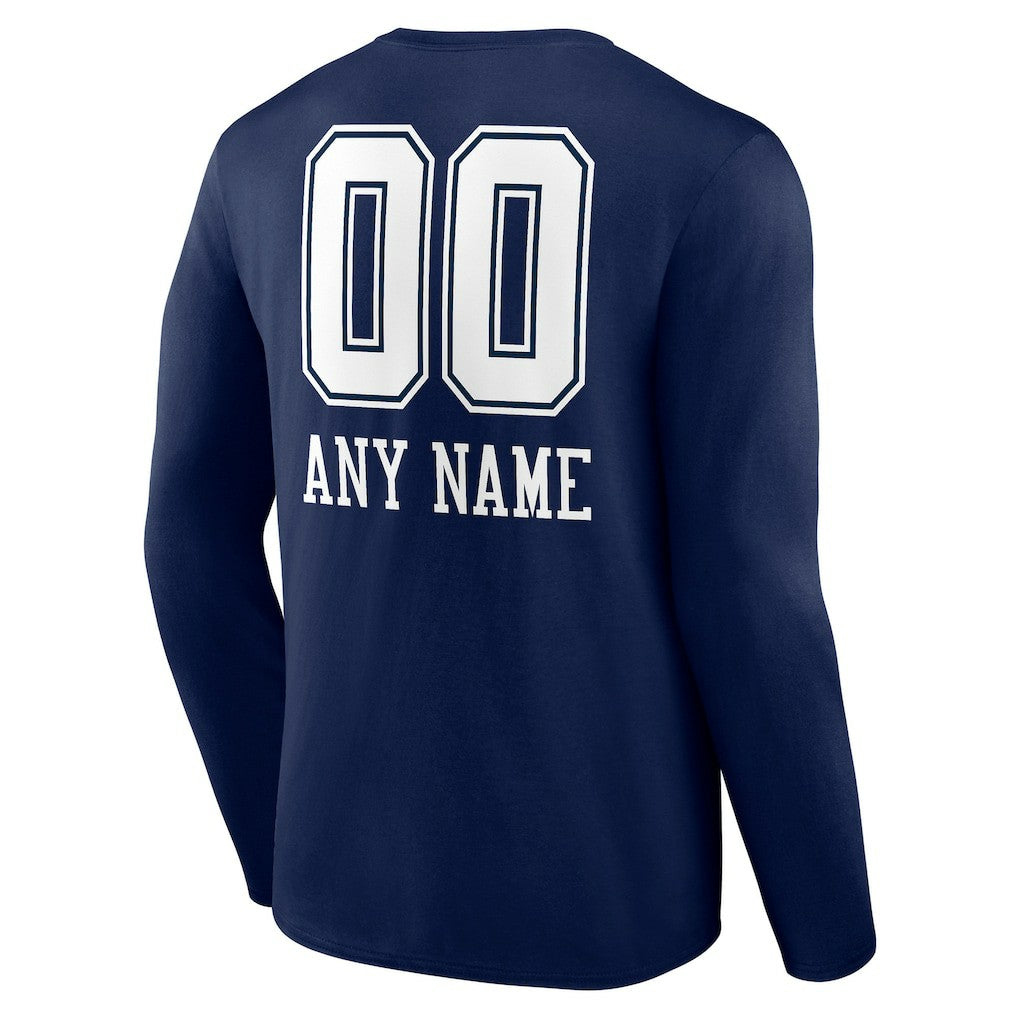 Dallas Cowboys  Personalized Name & Number Team Wordmark Long Sleeve T-Shirt