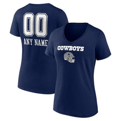 Dallas Cowboys  Women's Personalized Name & Number Team Wordmark V-Neck T-Shirt