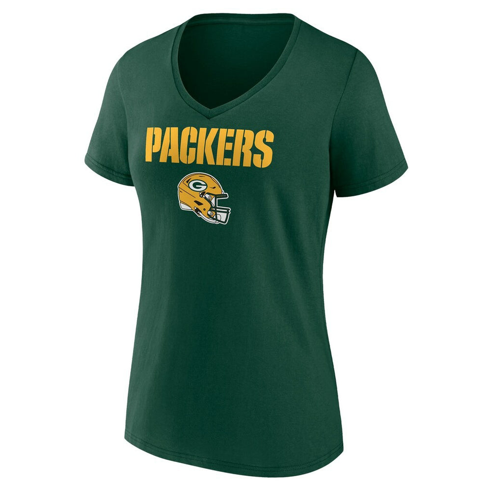 Green Bay Packers  Women's Personalized Name & Number Team Wordmark V-Neck T-Shirt