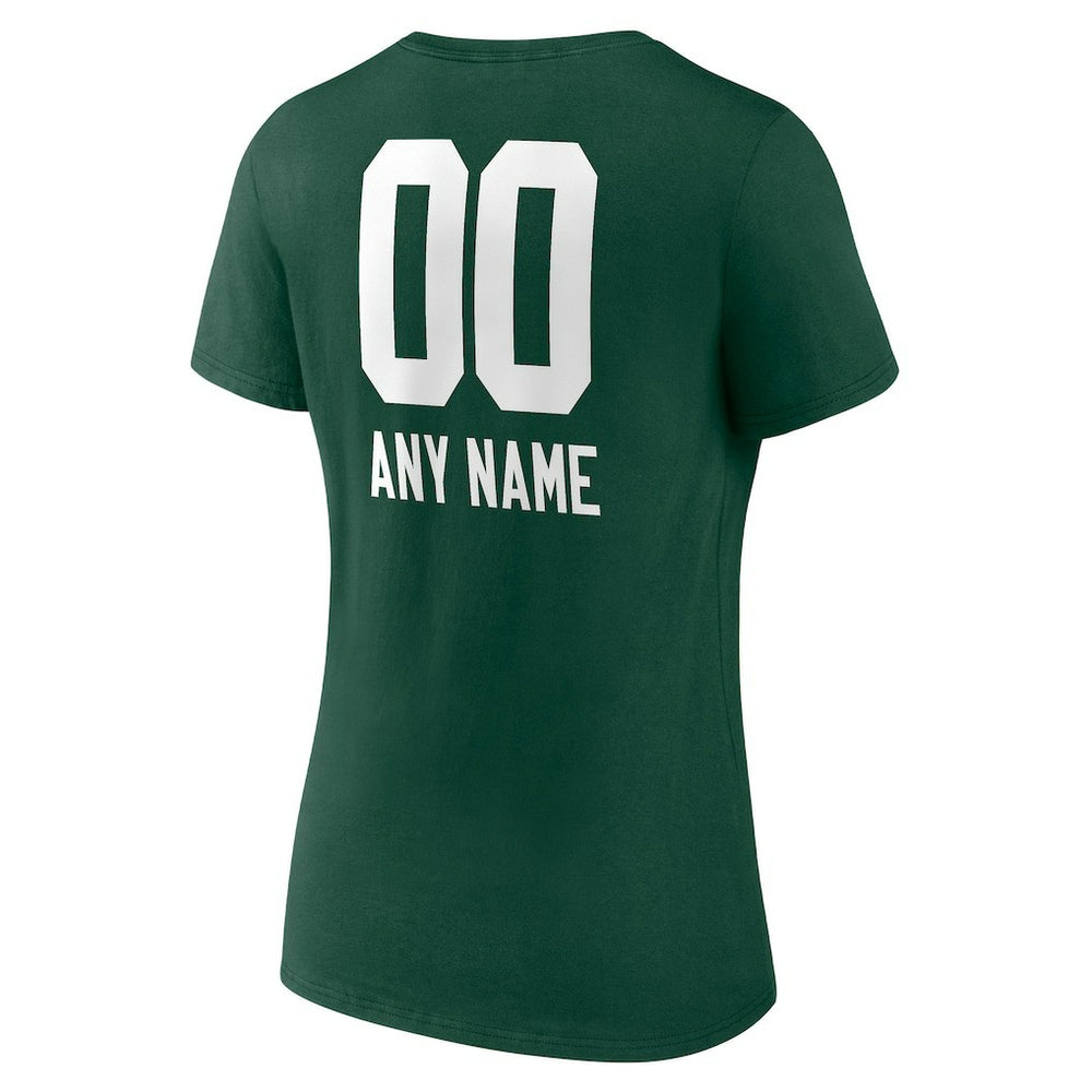 Green Bay Packers  Women's Personalized Name & Number Team Wordmark V-Neck T-Shirt