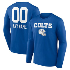 Indianapolis Colts  Personalized Name & Number Team Wordmark Long Sleeve T-Shirt