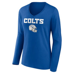 Indianapolis Colts  Women's Personalized Name & Number Team Wordmark Long Sleeve V-Neck T-Shirt