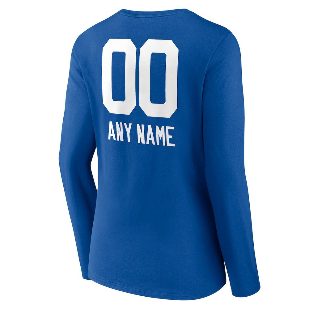 Indianapolis Colts  Women's Personalized Name & Number Team Wordmark Long Sleeve V-Neck T-Shirt