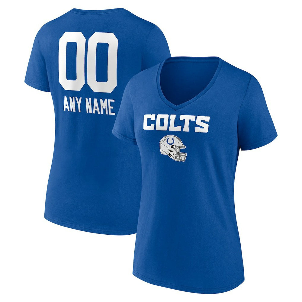 Indianapolis Colts  Women's Personalized Name & Number Team Wordmark V-Neck T-Shirt