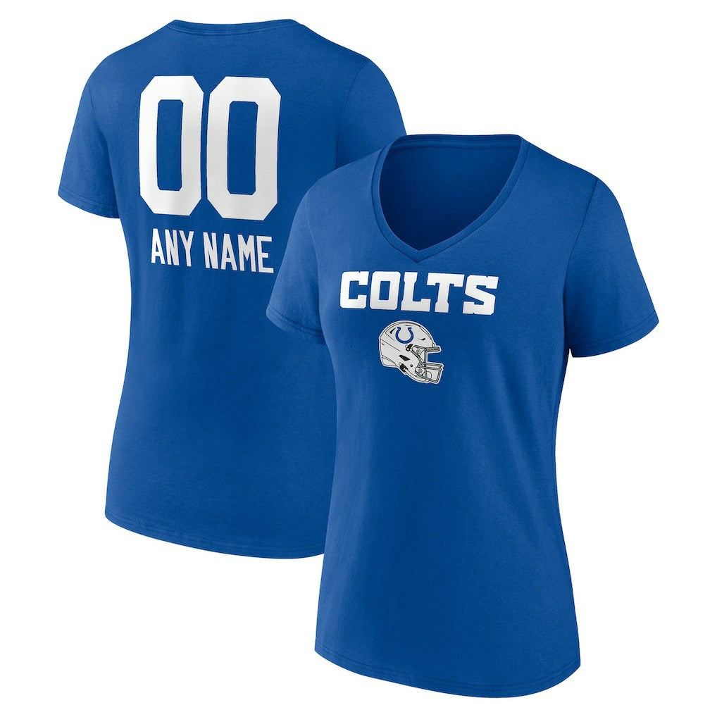 Indianapolis Colts  Women's Personalized Name & Number Team Wordmark V-Neck T-Shirt