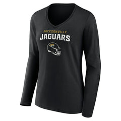 Jacksonville Jaguars  Women's Personalized Name & Number Team Wordmark Long Sleeve V-Neck T-Shirt