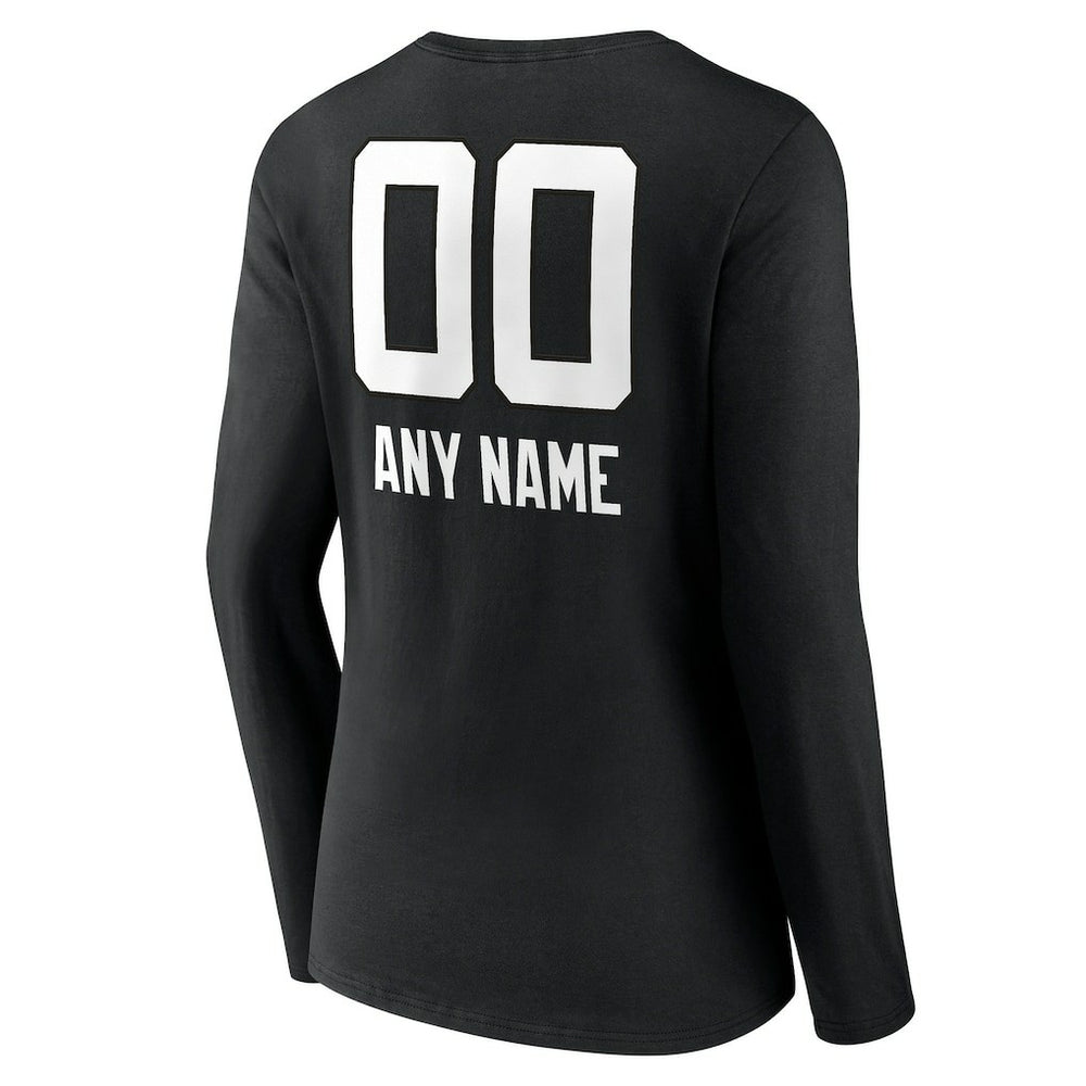 Jacksonville Jaguars  Women's Personalized Name & Number Team Wordmark Long Sleeve V-Neck T-Shirt