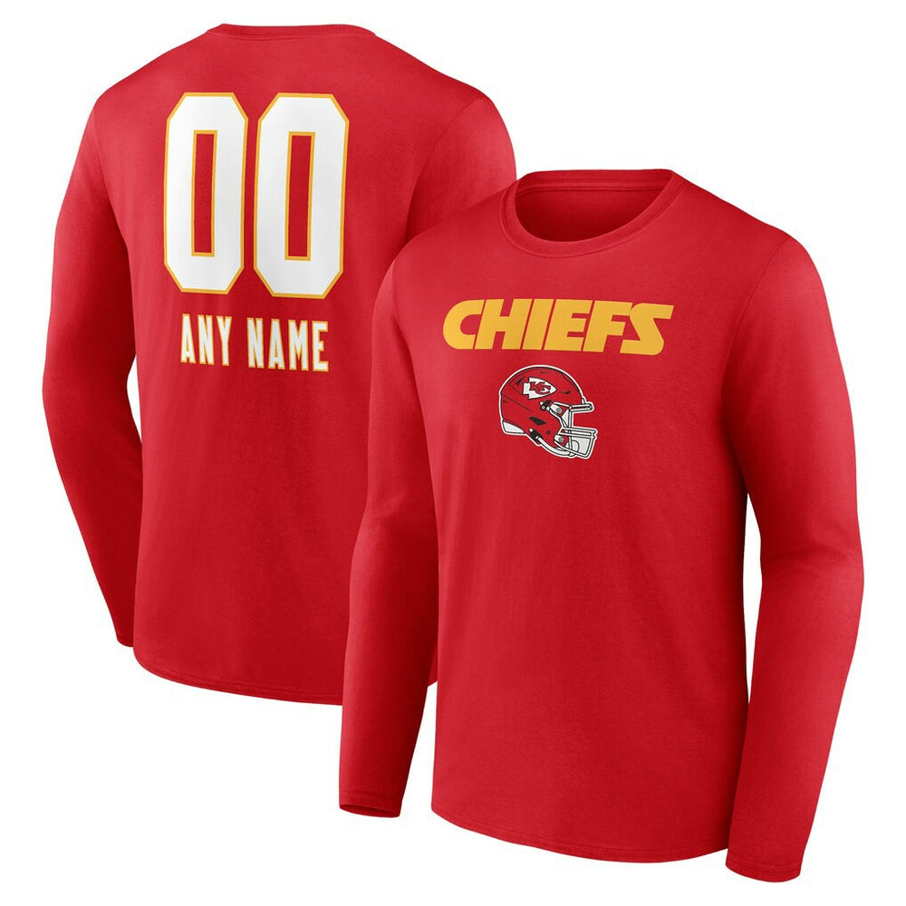 Kansas City Chiefs  Personalized Name & Number Team Wordmark Long Sleeve T-Shirt