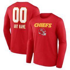 Kansas City Chiefs  Personalized Name & Number Team Wordmark Long Sleeve T-Shirt