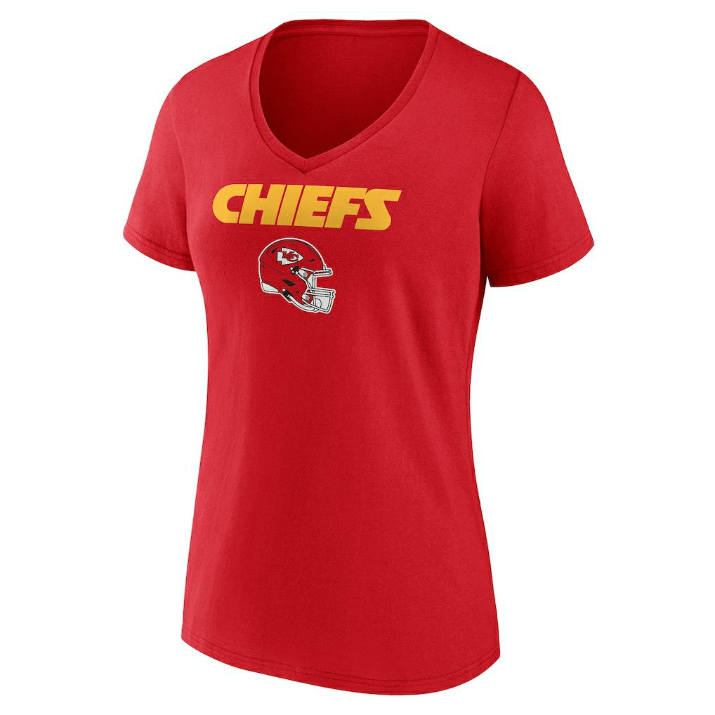 Kansas City Chiefs  Women's Personalized Name & Number Team Wordmark V-Neck T-Shirt
