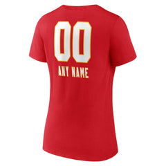 Kansas City Chiefs  Women's Personalized Name & Number Team Wordmark V-Neck T-Shirt