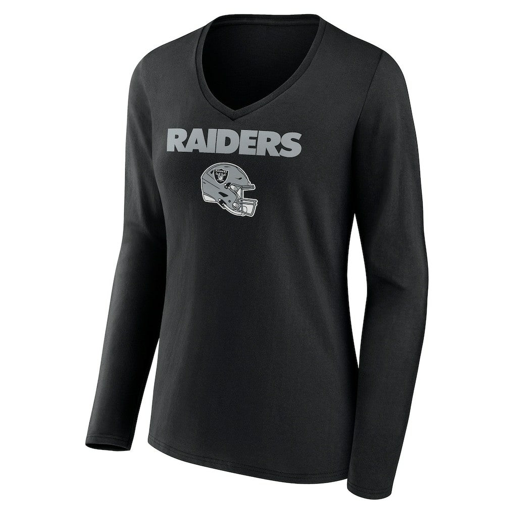 Las Vegas Raiders  Women's Personalized Name & Number Team Wordmark Long Sleeve V-Neck T-Shirt