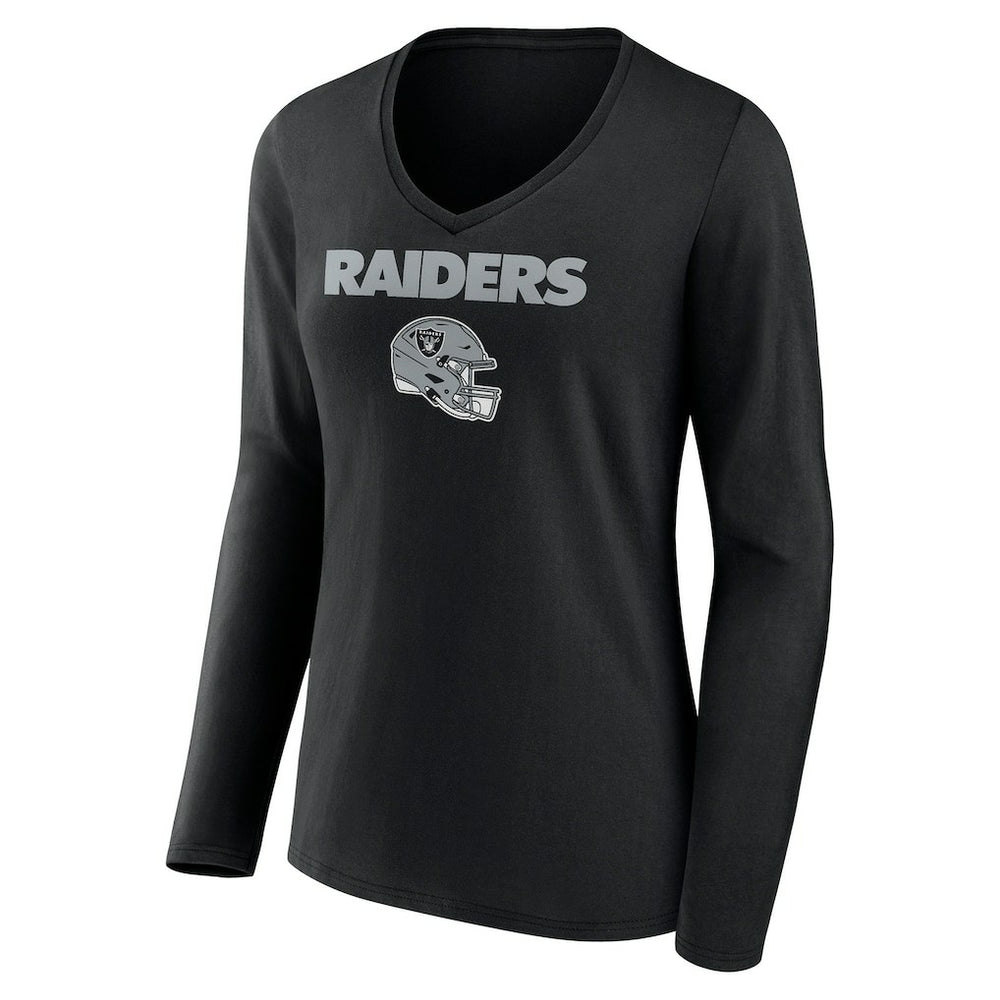 Las Vegas Raiders  Women's Personalized Name & Number Team Wordmark Long Sleeve V-Neck T-Shirt