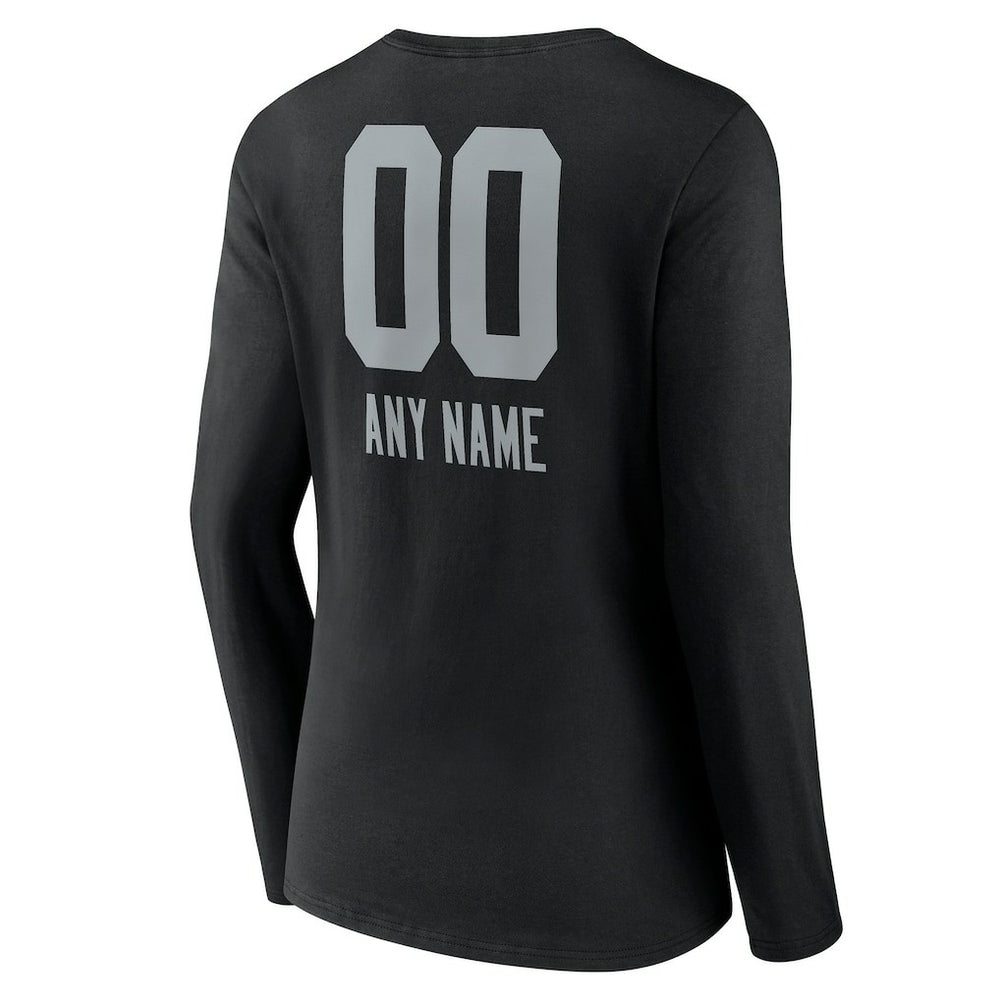 Las Vegas Raiders  Women's Personalized Name & Number Team Wordmark Long Sleeve V-Neck T-Shirt