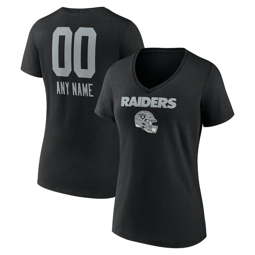 Las Vegas Raiders  Women's Personalized Name & Number Team Wordmark V-Neck T-Shirt
