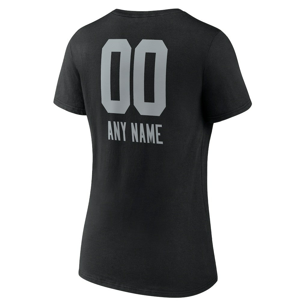 Las Vegas Raiders  Women's Personalized Name & Number Team Wordmark V-Neck T-Shirt