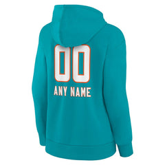 Miami Dolphins  Women's Personalized Name & Number Team Wordmark Pullover Hoodie