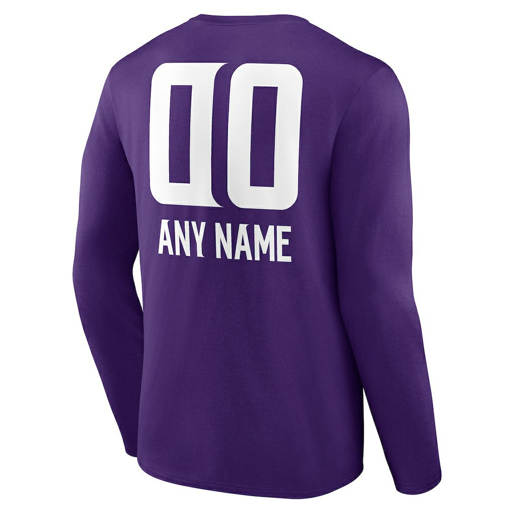 Minnesota Vikings  Personalized Name & Number Team Wordmark Long Sleeve T-Shirt