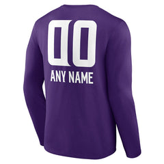 Minnesota Vikings  Personalized Name & Number Team Wordmark Long Sleeve T-Shirt