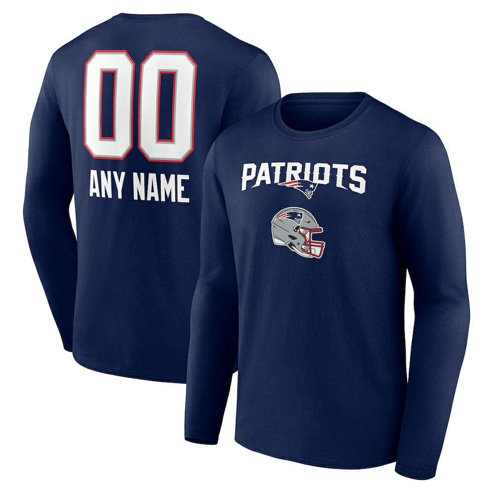 New England Patriots  Personalized Name & Number Team Wordmark Long Sleeve T-Shirt