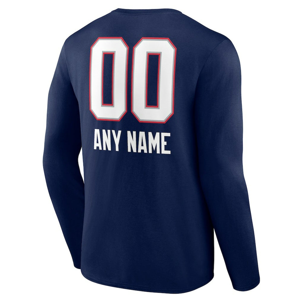 New England Patriots  Personalized Name & Number Team Wordmark Long Sleeve T-Shirt