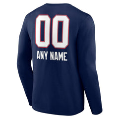 New England Patriots  Personalized Name & Number Team Wordmark Long Sleeve T-Shirt