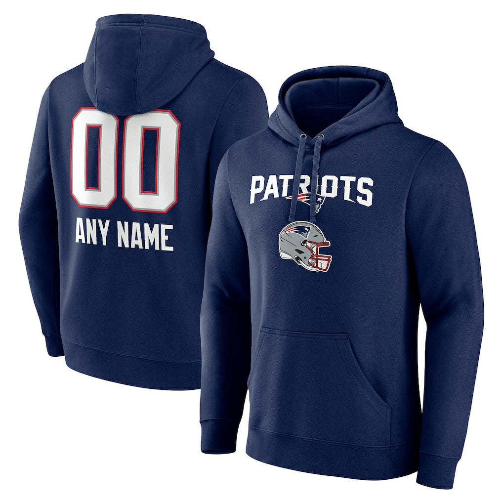 New England Patriots  Personalized Name & Number Team Wordmark Pullover Hoodie