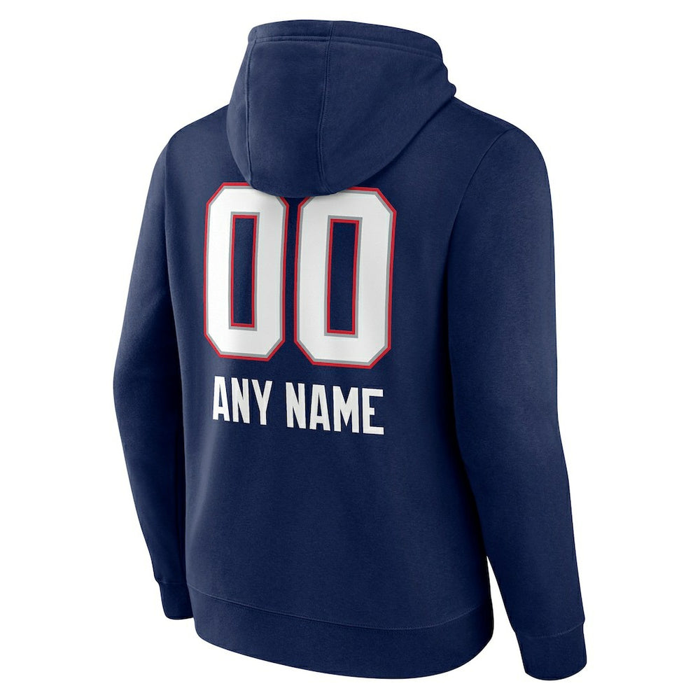 New England Patriots  Personalized Name & Number Team Wordmark Pullover Hoodie