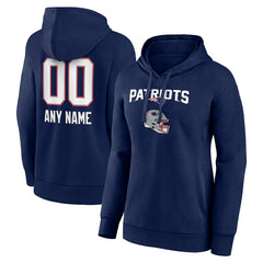 New England Patriots  Women's Personalized Name & Number Team Wordmark Pullover Hoodie