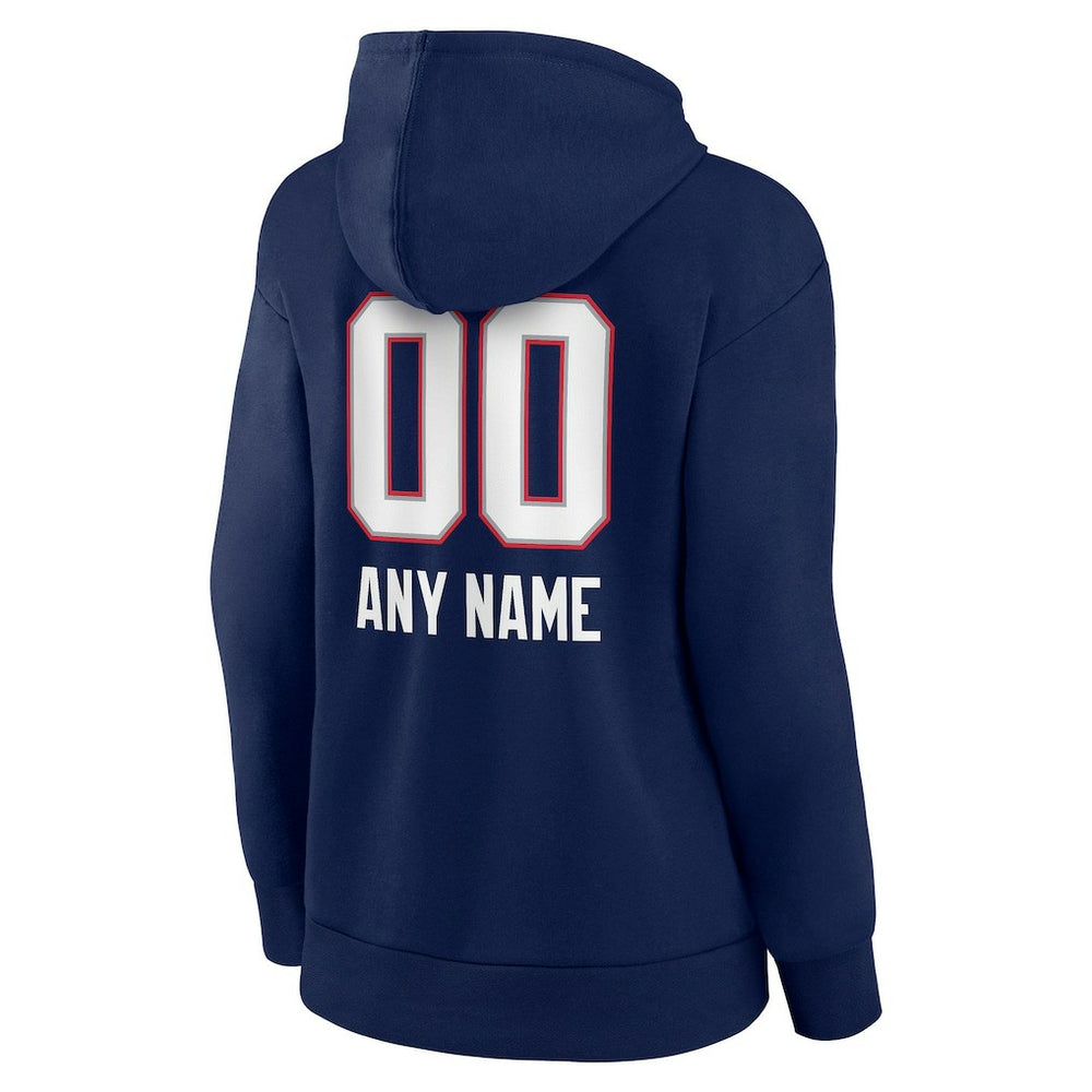 New England Patriots  Women's Personalized Name & Number Team Wordmark Pullover Hoodie