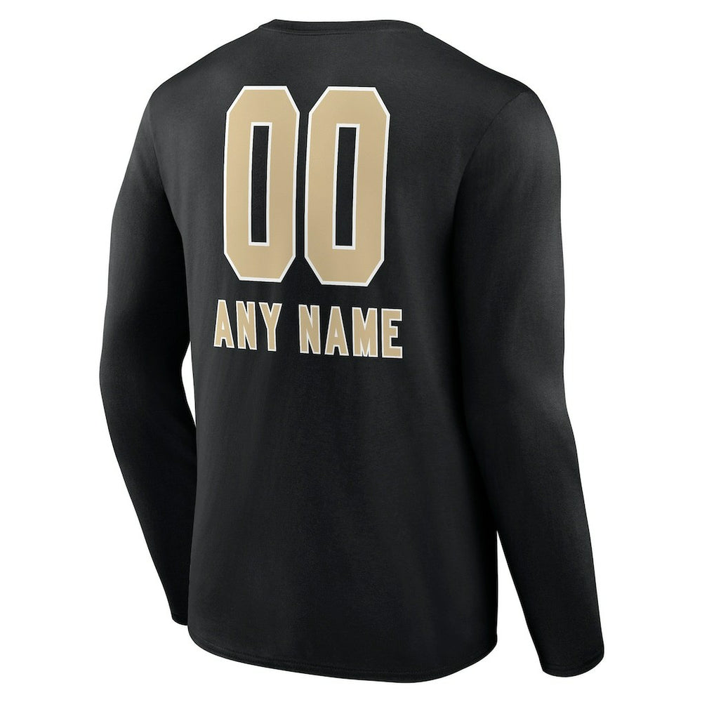 New Orleans Saints  Personalized Name & Number Team Wordmark Long Sleeve T-Shirt