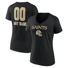 New Orleans Saints  Women's Personalized Name & Number Team Wordmark V-Neck T-Shirt